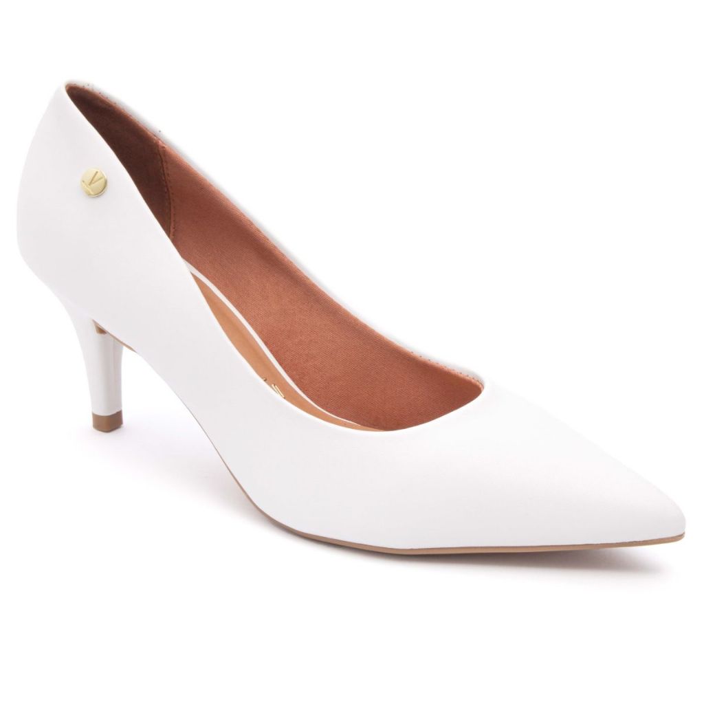 Scarpin Vizzano Feminino Salto Baixo Fino Macio Original Branco 1185