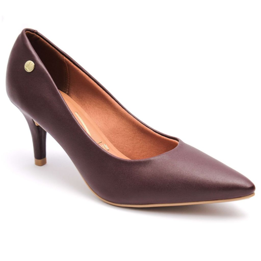 Scarpin Vizzano Feminino Salto Baixo Fino Macio Original Vinho 1185
