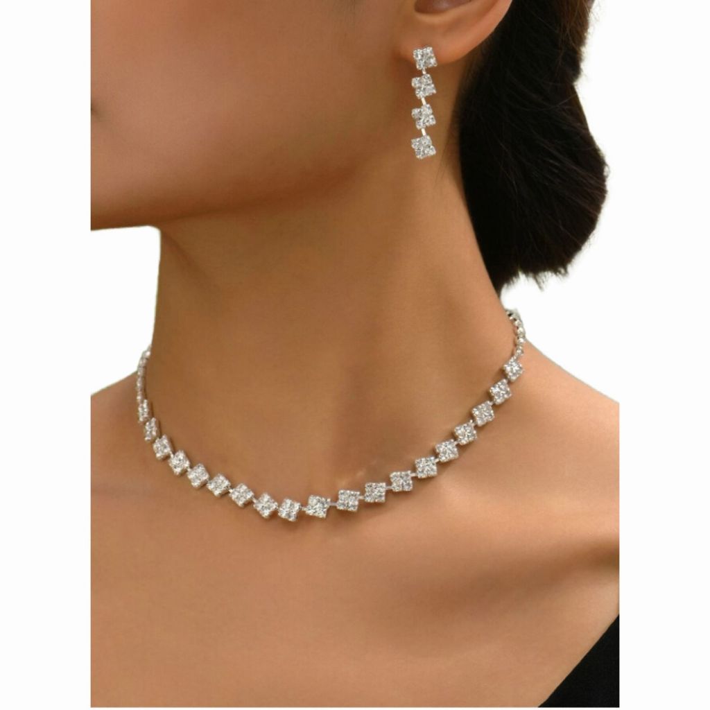 Conjunto Colar E Brincos Noiva Casamento Madrinha Festa C48 em Oferta na Shopee