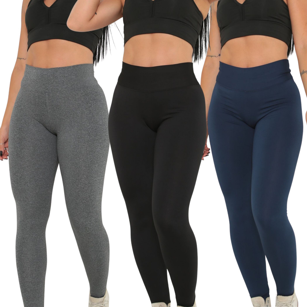 Kit 3 Calça Leg Legging Premium Suplex Nao Fica Transparente em Oferta na Shopee