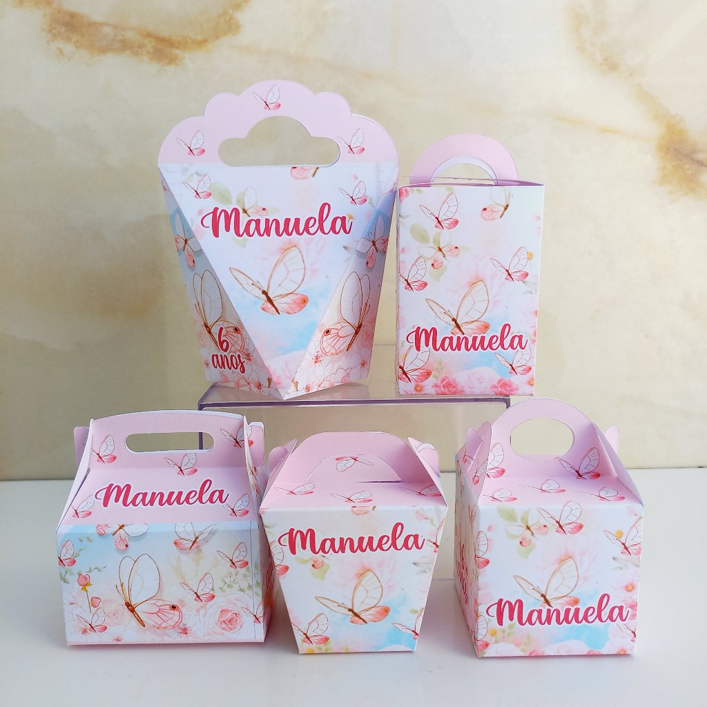 Kit Festa  Borboletas Rosa  Personalizadas para Festas PEGUE E MONTE/Lembrancinha de Festa /Aniversário