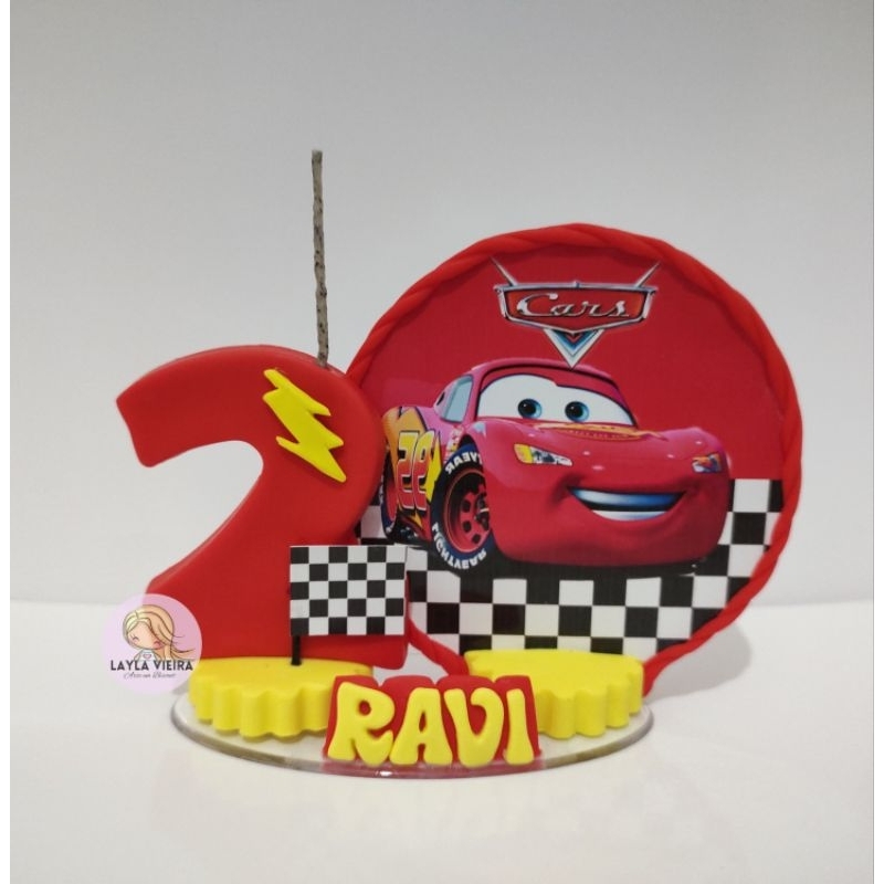 vela carros MC maqueen personalizada em biscuit em Oferta na Shopee