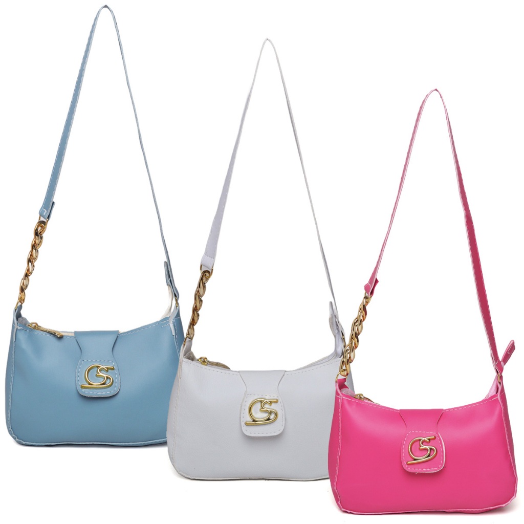 Kit 3 Bolsas Gaby Show Bolsa Pequena Meia Lua Elegante, Zíper, Alça De Ombro, Bolsa Festa, Chique