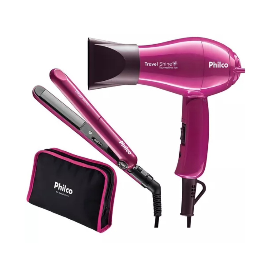 Kit Travel Shine, Secador E Chapinha, P/viagem Bivolt Philco em Oferta na Shopee