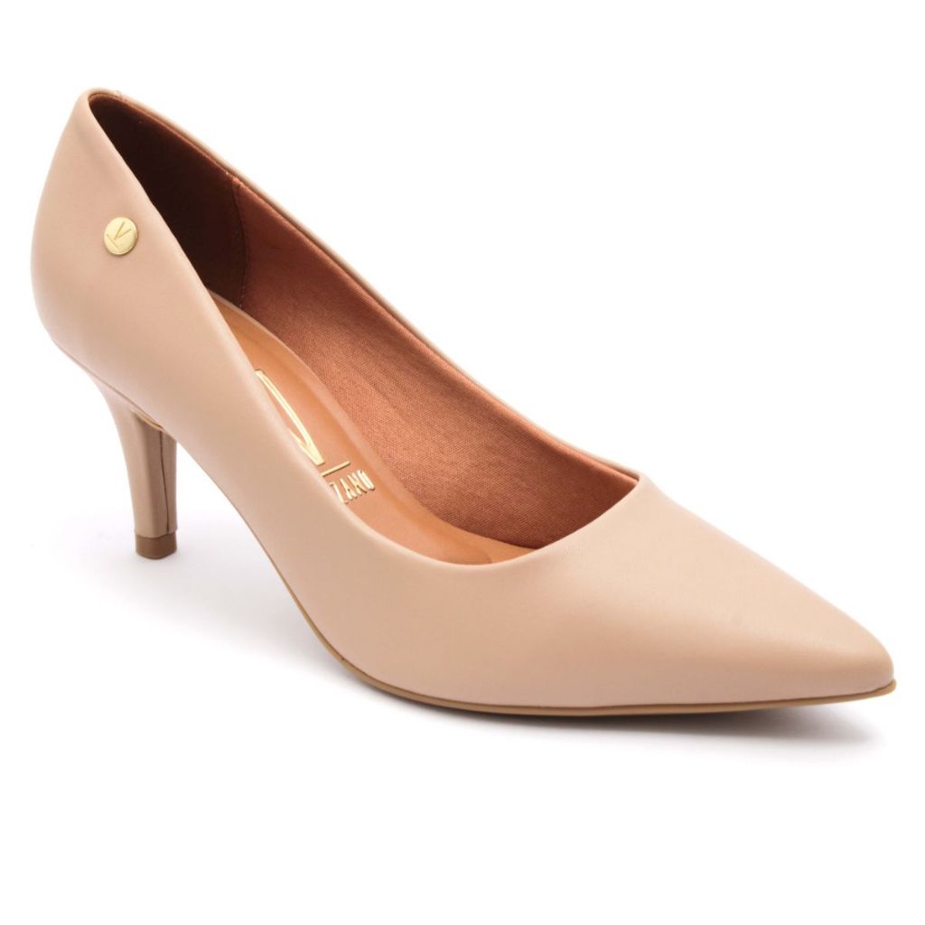Scarpin Vizzano Feminino Salto Baixo Fino Macio Original Bege 1185