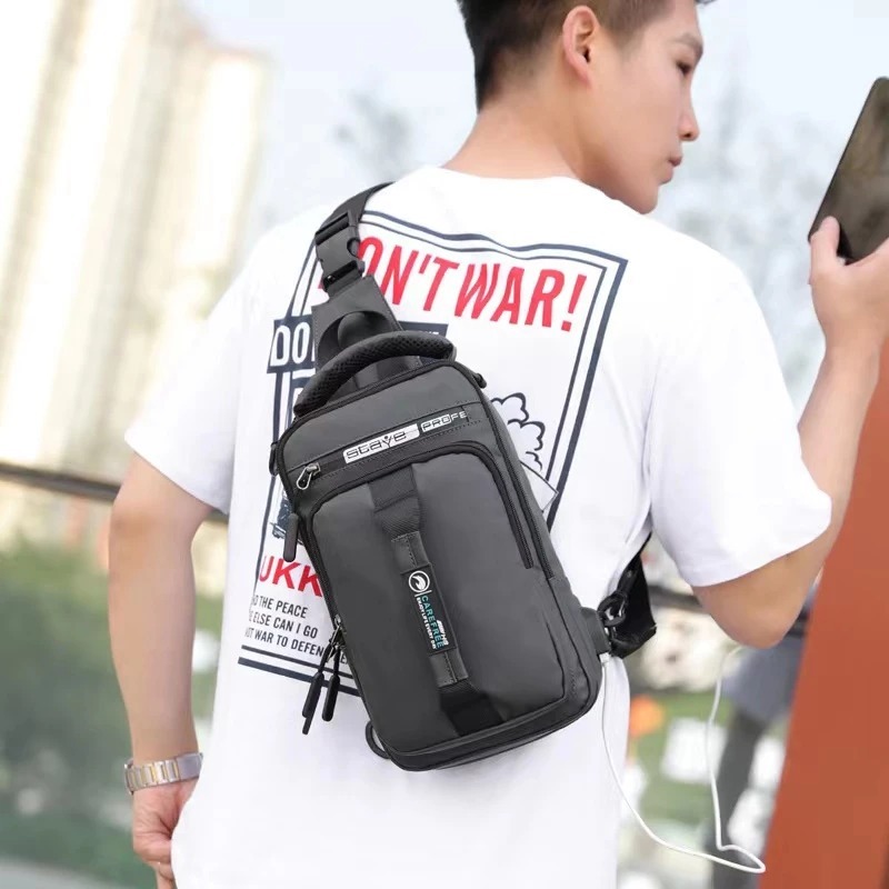 Bolsa de ombro masculina Feminina casual impermeável Mini Tiracolo Transversal Entrada Usb E Fone