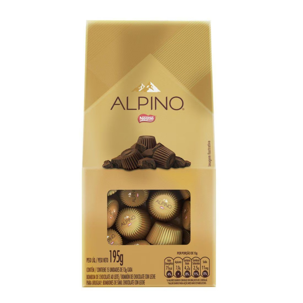 Chocolate Bombom Alpino Para Presente C/15 Unidades 195g - Nestlé