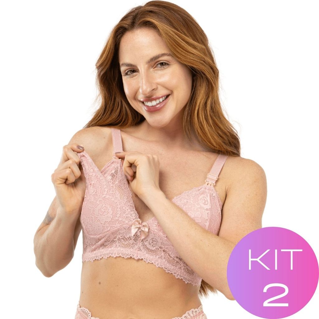 Kit 2 Sutiã Soutien  Amamentação Renda Gestante