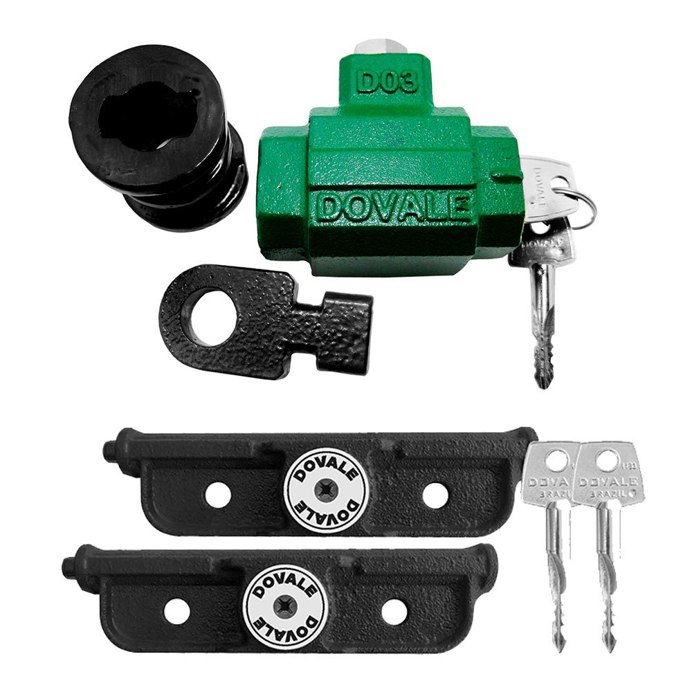 Kit Trava Lateral + Cadeado Solo P/ Porta de Aço Mesmo Segredo - Dovale