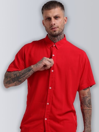 Camisa Estampada Floral Camiseta Masculina Slim Manga Curta Social Blusa Básica Botão Confortável