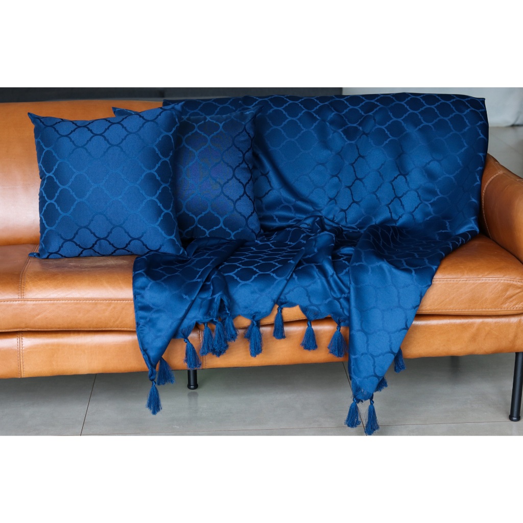Xale Manta Para Sofá Retrátil Decorativa Protetora Luxo Azul Petroleo Poltrona Cama