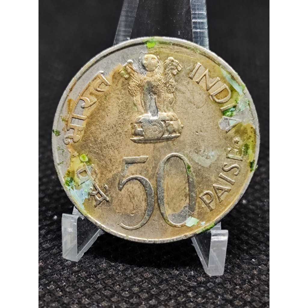 Moeda Índia 50 Paíse ano 1965 Níquel Letra C