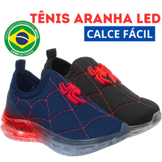Tênis Infantil Menino Com Led Sapatinho Aranha Led Calce Fácil Macio e Confortável 20 ao 34 em Oferta na Shopee