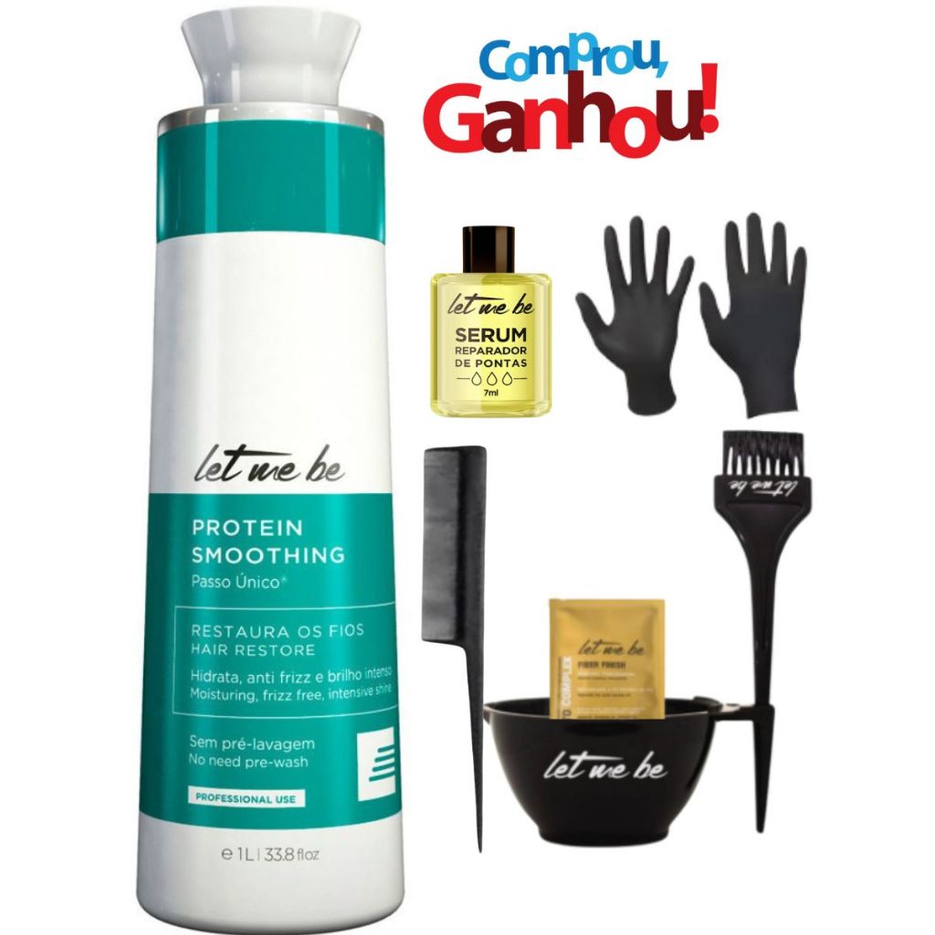Let Me Be - Passo Único 1 Litro + Oléo + Cumbuca + Pincel + Pente + Sachê + Luva em Oferta na Shopee