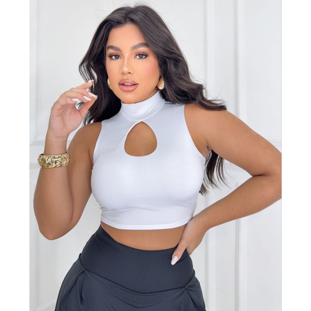 Cropped Croped Regata Gola Alta Estilo Planet Suplex Malha Fria