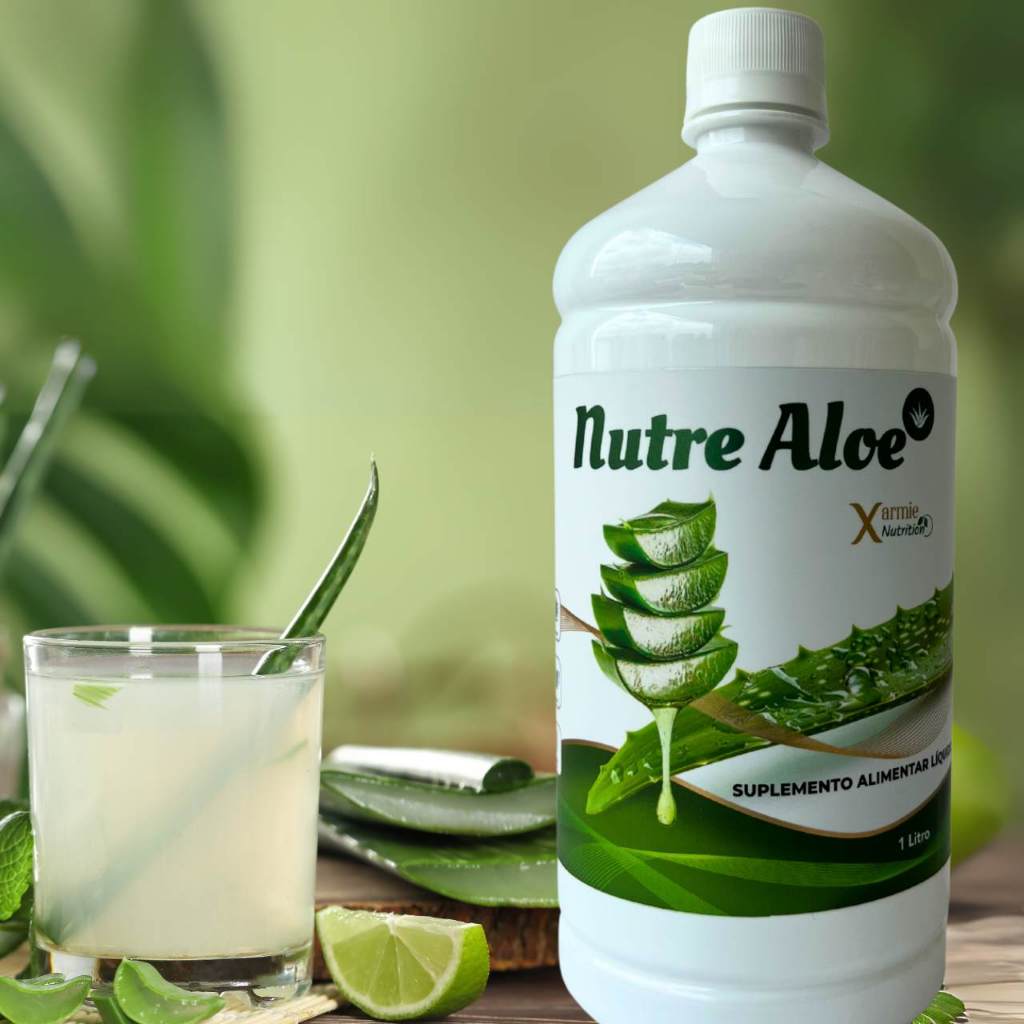 Suplemento de Babosa Nutre Aloe P/ Cicatrização De Úlceras E Saúde Digestiva Suco 1l Xarmie