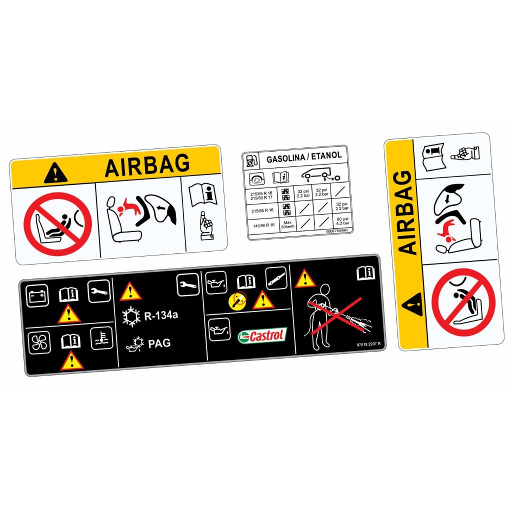 Adesivos Advertência Cofre Motor Renault Duster Oroch 2016 A 2021
