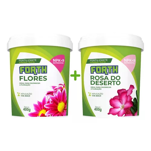 Kit 2 Adubos Fertilizantes NPK Forth Flores + NPK Forth Rosa Do Deserto - 400g
