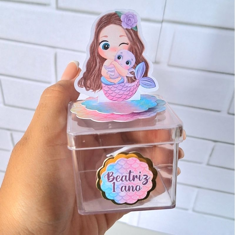 Apliques em pé 3D + nome da criança Sereia Cute Lembrancinhas  Festa infantil Aniversário Decoração Personalizados