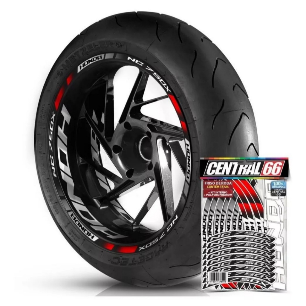 Friso Premium M2 + Adesivo Interno G Honda Nc 750x Roda Vermelho