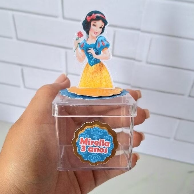 Apliques em pé 3D + nome da criança Branca de Neve Lembrancinhas Festa infantil Aniversário Personalizados PEGUE E MONTE