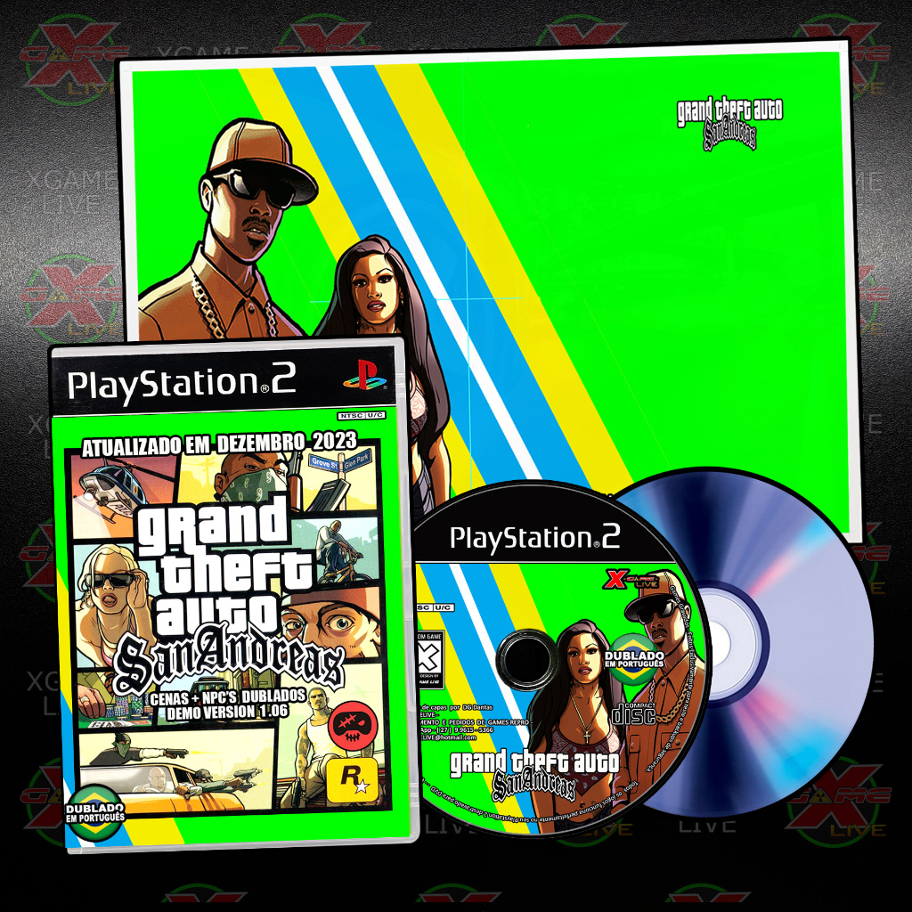 GTA SAN ANDREAS - DUBLADO + POSTER - PS2 / Play 2 Repro Patch By XGAMELIVE