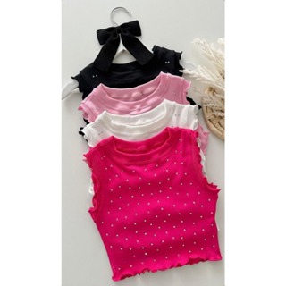 Regata Infantil com detalhes em pedraria strass canelado- Moda feminina infantil em Oferta na Shopee