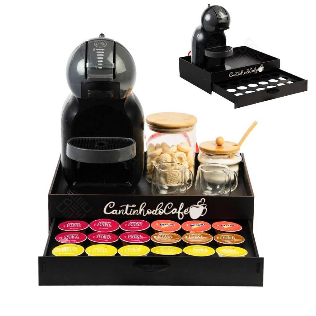 Bandeja 24 Capsulas Cantinho do Cafe Dolce Gusto 3 Corações Nespresso Organizador Cha Cafeteira