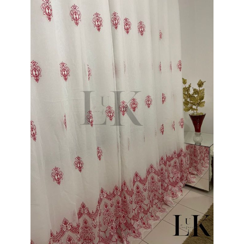 Cortina Para Sala Porta Elegant em Linho Bordada Clássica - 4,00x 2,70 e 3,00 x 2,70 — imagem 2 de 2