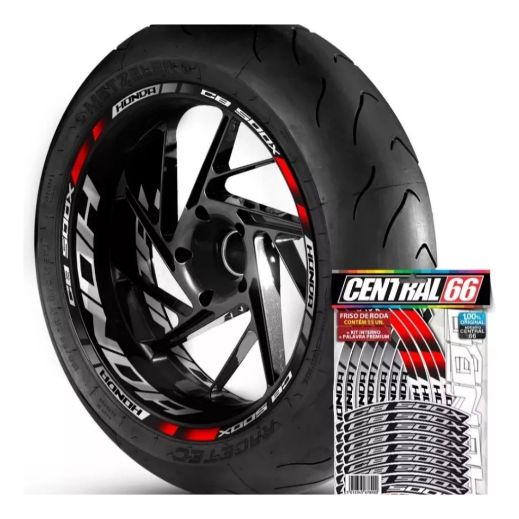 Friso Premium M2 + Adesivo Interno G Honda Cb 500x Roda Vermelho