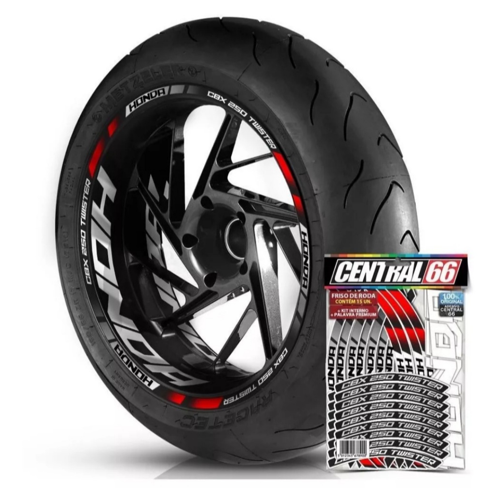 Friso Premium M2 + Adesivo Interno G Honda Cbx 250 Twister Roda Vermelho