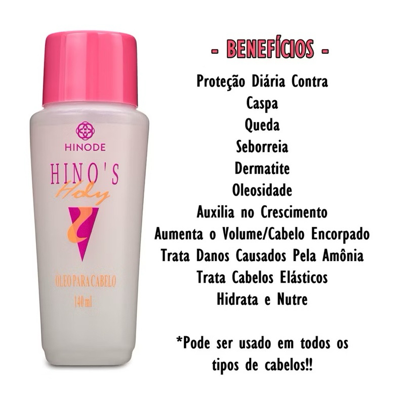 Holy Hino's Óleo Para Cabelo 140ml Evita Queda Auxilia Crescimento Super Oferta