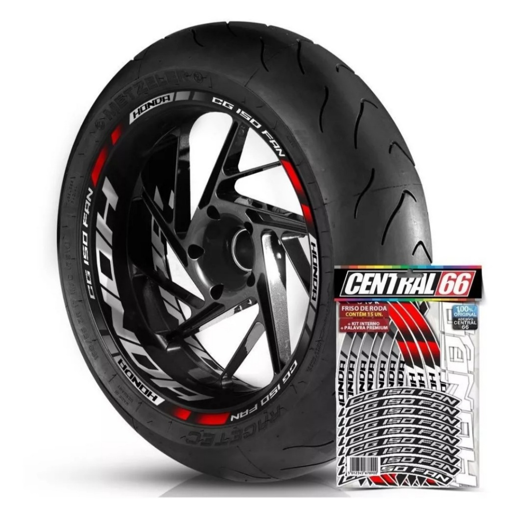 Friso Premium M2 + Adesivo Interno G Honda Cg 150 Fan Roda Vermelho