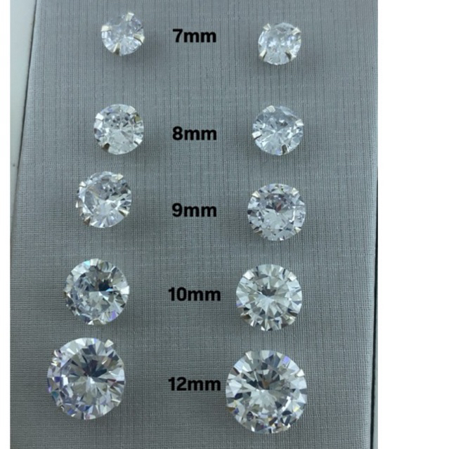 Par de Brincos de Zircônia 7mm-12mm Unissex Prata 925 em Oferta na Shopee