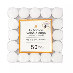 50 Velas Rechaud Brancas Em Suporte Alumínio - 4hrs Queima
