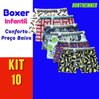 Kit 10 cueca boxer infantil menino em Oferta na Shopee