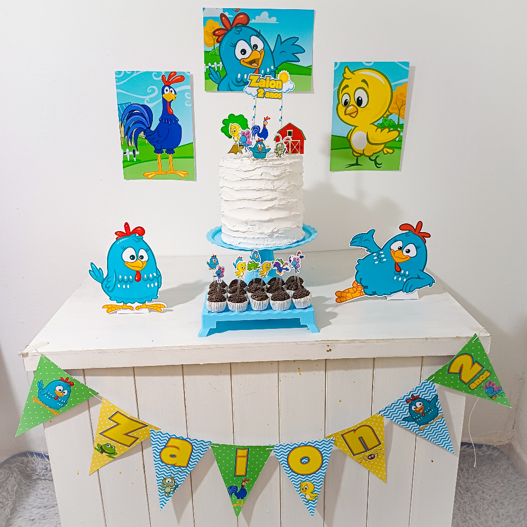 Kit Festa Galinha Pintadinha menino Personalizado Só Um Bolinho Festa em Casa Aniversário Infantil adulto Mesversário