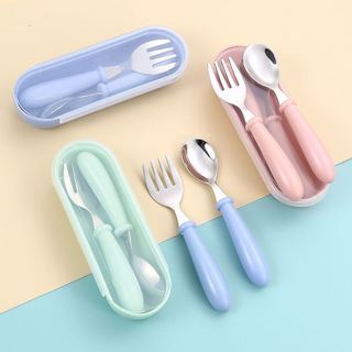 Talheres Infantil Garfo Colher Com Estojo Aço Inox 304