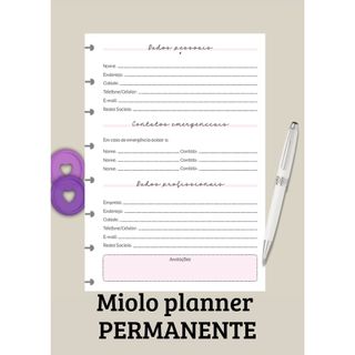 MIOLO não datado PERMANENTE cores pasteis planner/agenda- CADERNO DE DISCOS/INTELIGENTE - papelaria - organização