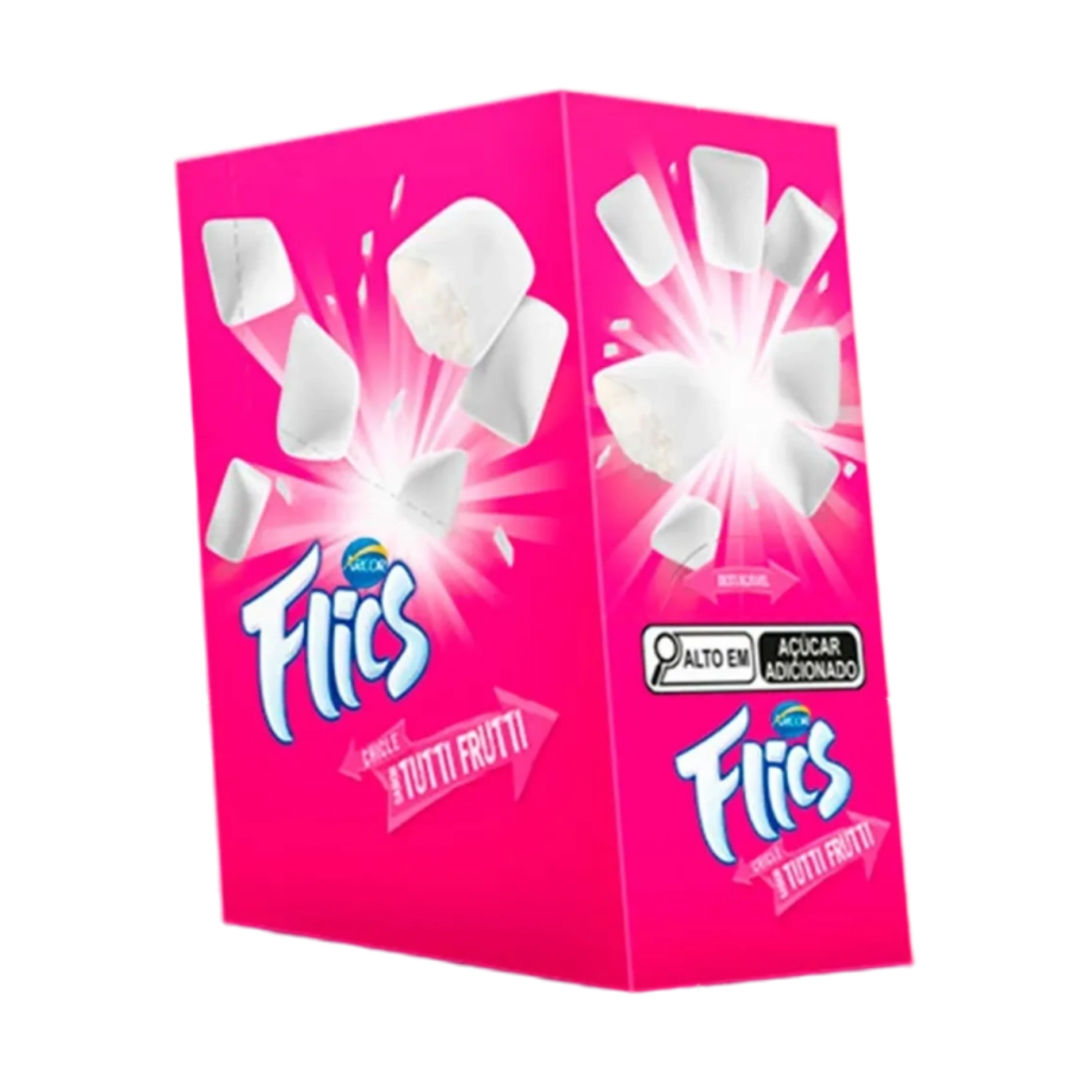 Chiclete Flics Sabor Tutti Frutti Caixa Com 12 Cartelas Arcor