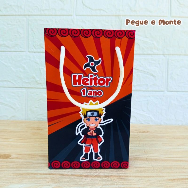 Sacolinha Surpresa Naruto - Personalizados - Lembrancinhas - Festa Infantil - Aniversário / PEGUE E MONTE - COM ALÇA