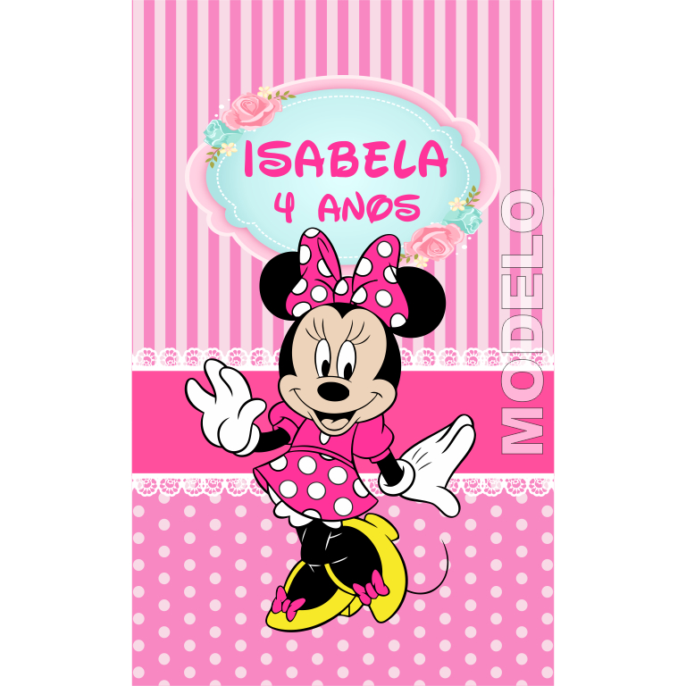 15 Adesivos Tubete Minnie Rosa - Etiqueta - Rótulo Personalizado