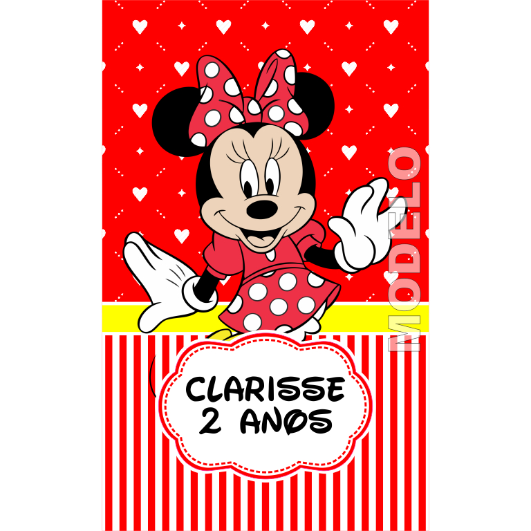 15 Adesivos Tubete Minnie Vermelha - Etiqueta - Rótulo Personalizado