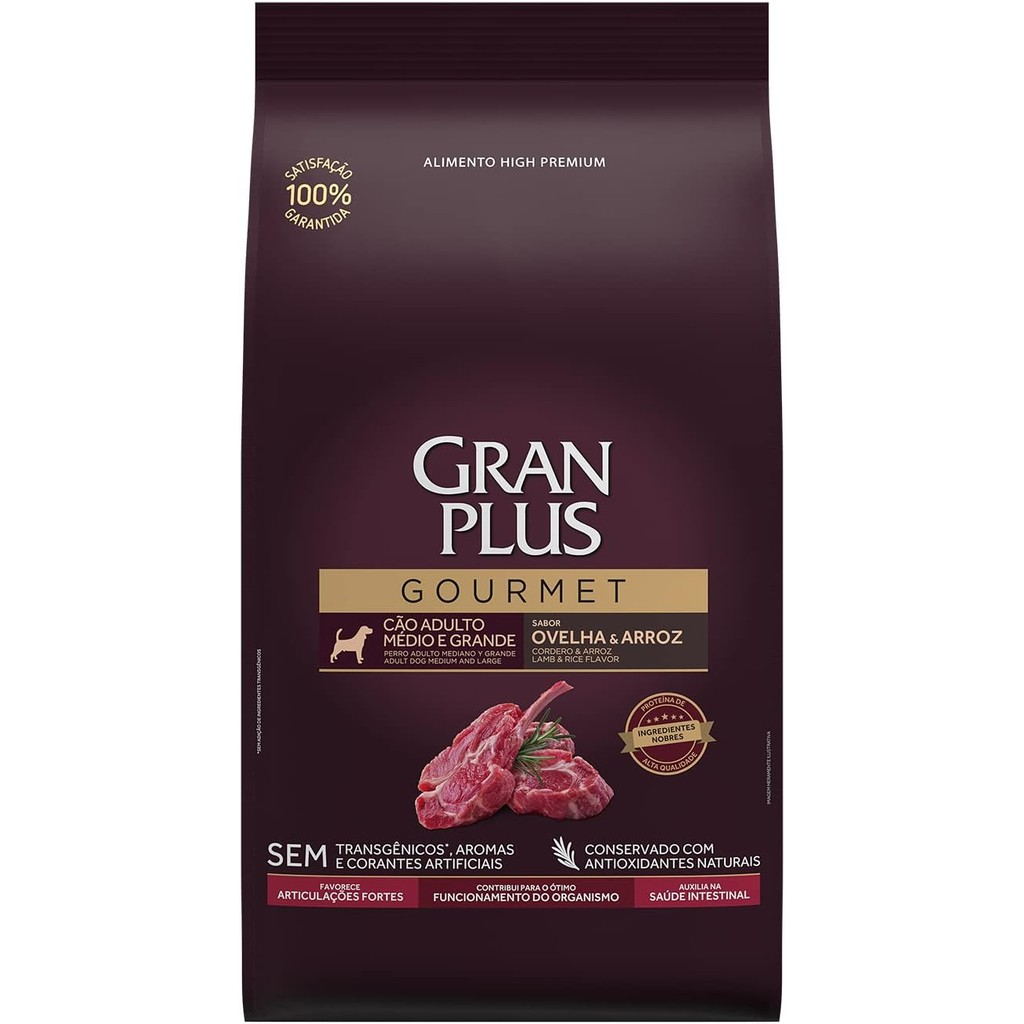 Ração Gran Plus Gourmet Cães Adultos Raças Médias e Grandes Ovelha e Arroz 15kg em Oferta na Shopee