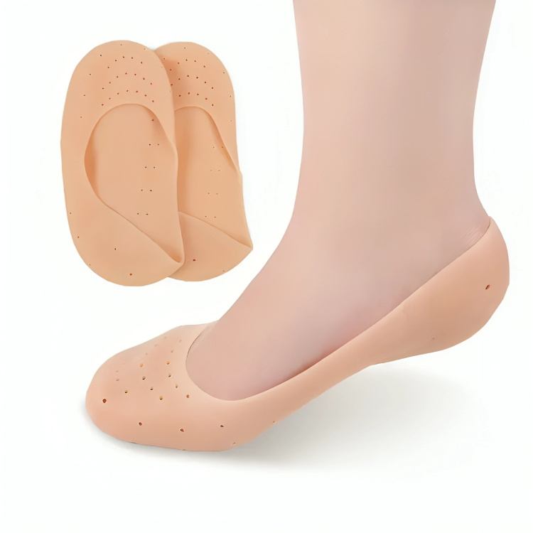 Par Meia Silicone Hidratante Pé Calcanhar Antiderrapante Protetor Silicone Para Sapato Par de Meia Palmilha Ortopedica