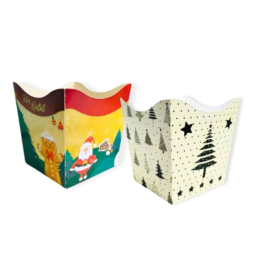 Kit 03 Cachepo Cachepot Mesa Doces Enfeite Festa Natal Noel