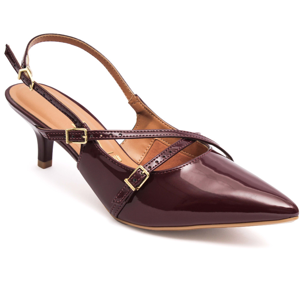 Scarpin Vizzano  1122.885 Slingback Feminino Salto Baixo Vinho Original em Oferta na Shopee