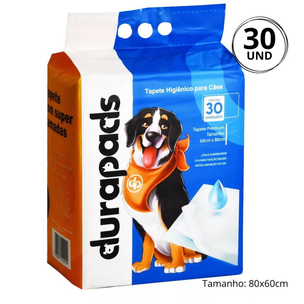 Tapete Higiênico para Cães Cachorro Premium Sanitário Durapets 28 Unds ou 30 Unds 80x60cm