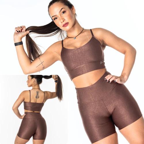 DIASP Conjunto Fitness Top + Shorts Canelado TOP MOSCOU Roupa de Academia — imagem 1