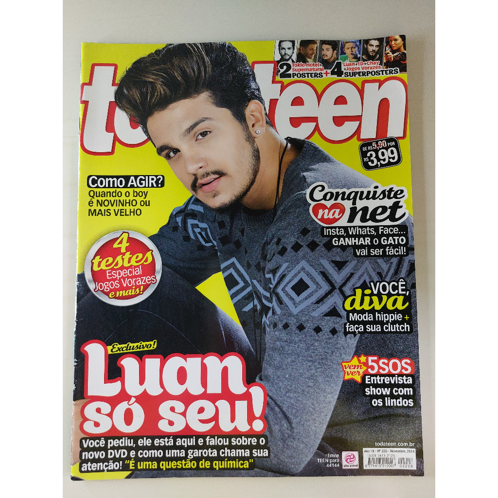 Revista Todateen Nº 228 Luan Santana Tokio Hotel One Direction Supernatural Chay Suede Jogos Vorazes 5SOS Avril Lavigne